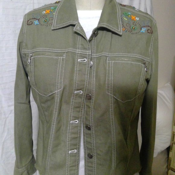 ITW Claude Brown Beaded Pant Suit Size 10 - Picture 1 of 14